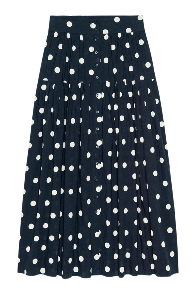 The Great Highland Skirt in Navy with Cream Dots