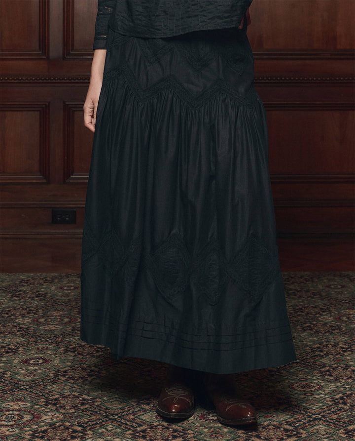 The Great Lattice Lace Victoria Skirt in Black