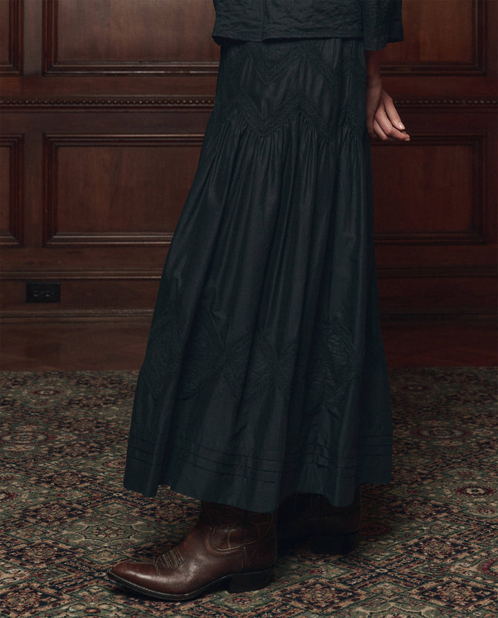 The Great Lattice Lace Victoria Skirt in Black