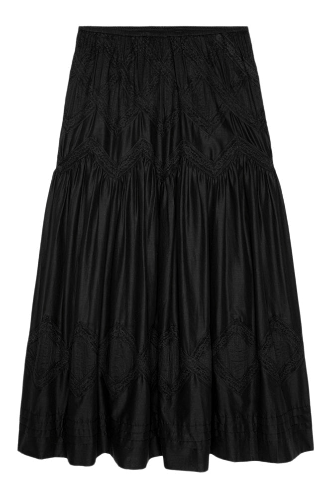 The Great Lattice Lace Victoria Skirt in Black