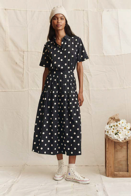 The Great Messenger Top in Navy with Cream Dots