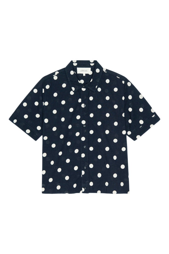 The Great Messenger Top in Navy with Cream Dots