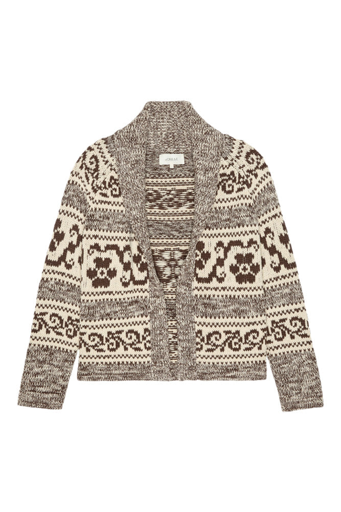 The Great Nordic Flower Lodge Cardigan in Marled Chestnut