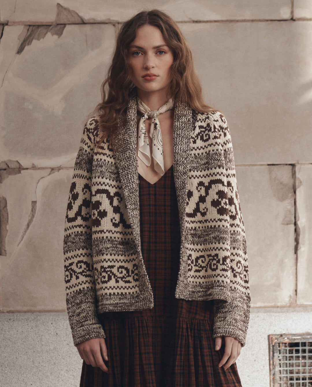 The Great Nordic Flower Lodge Cardigan in Marled Chestnut