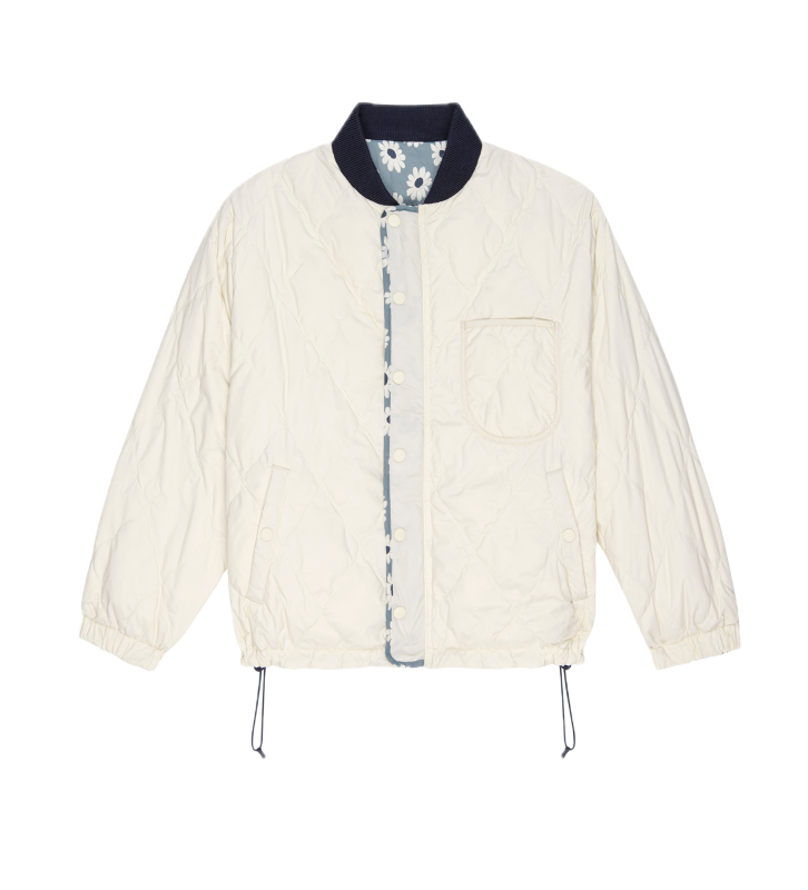 The Great Reversible Ultra Light Down Puffer in Falling Daisy - Cream