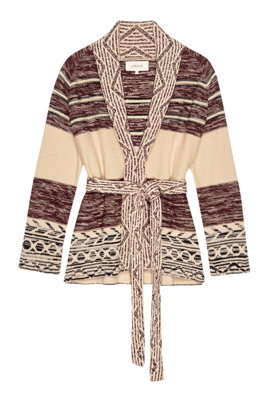The Great Riding Cardigan in Rusted Red Multi
