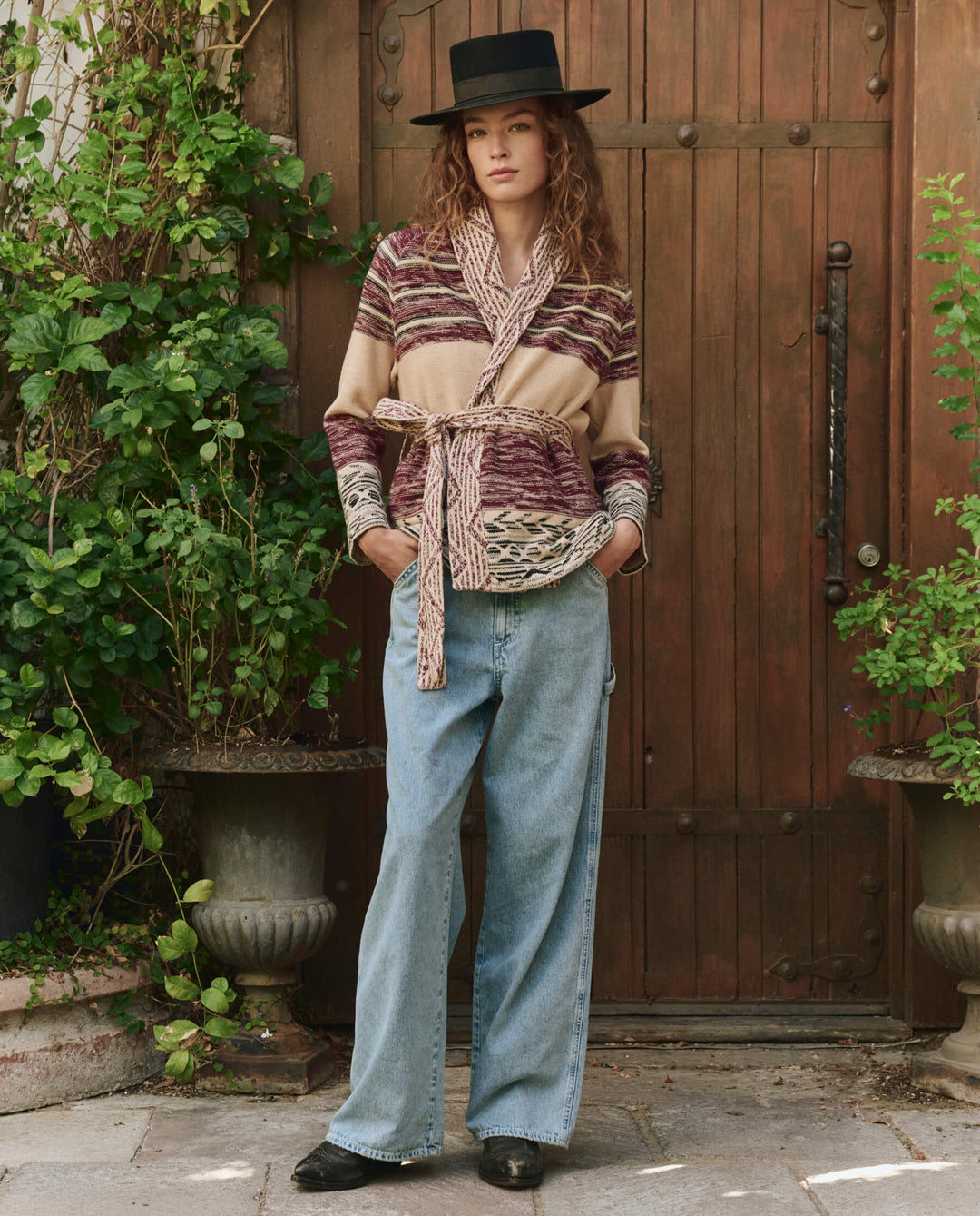 The Great Riding Cardigan in Rusted Red Multi