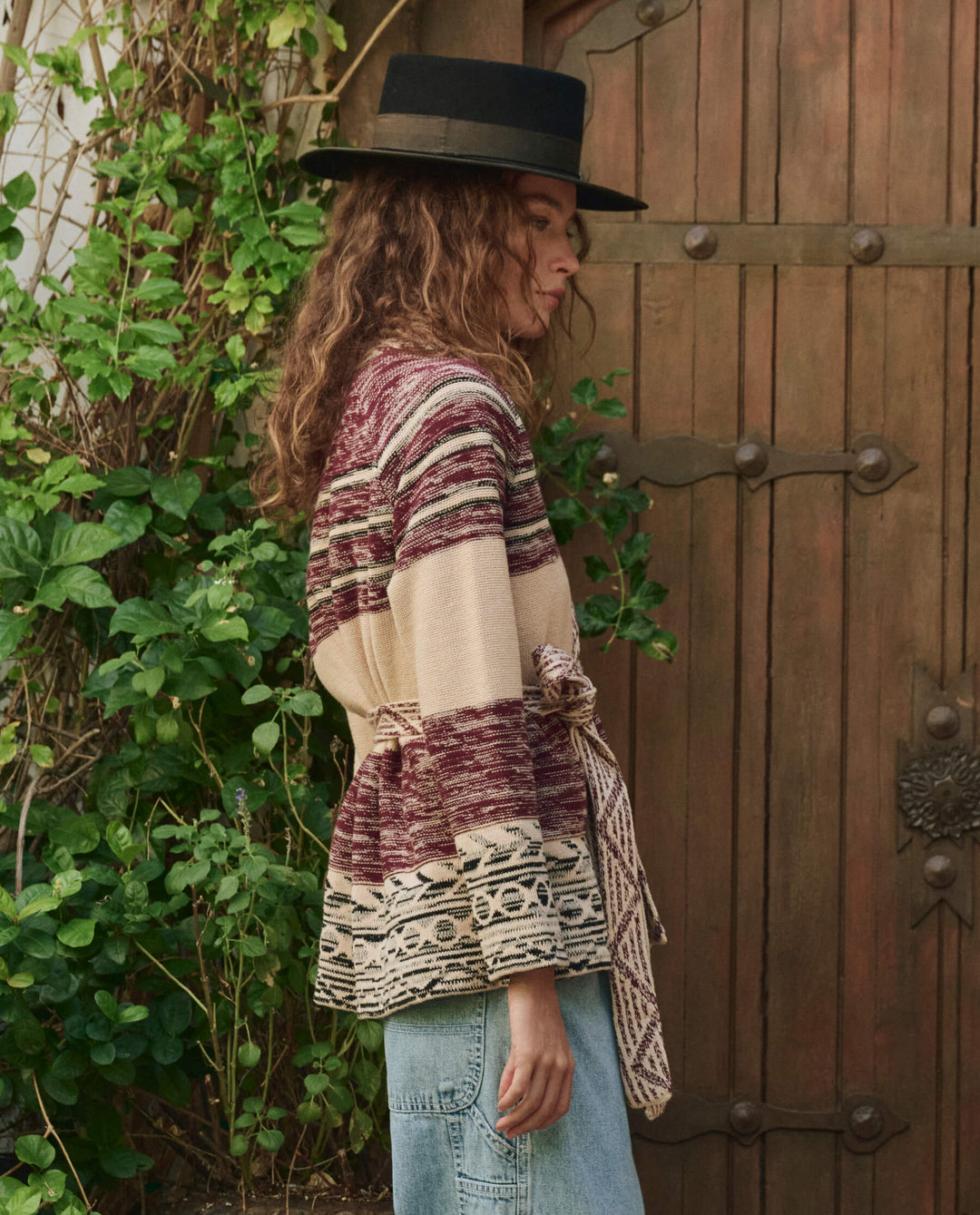 The Great Riding Cardigan in Rusted Red Multi