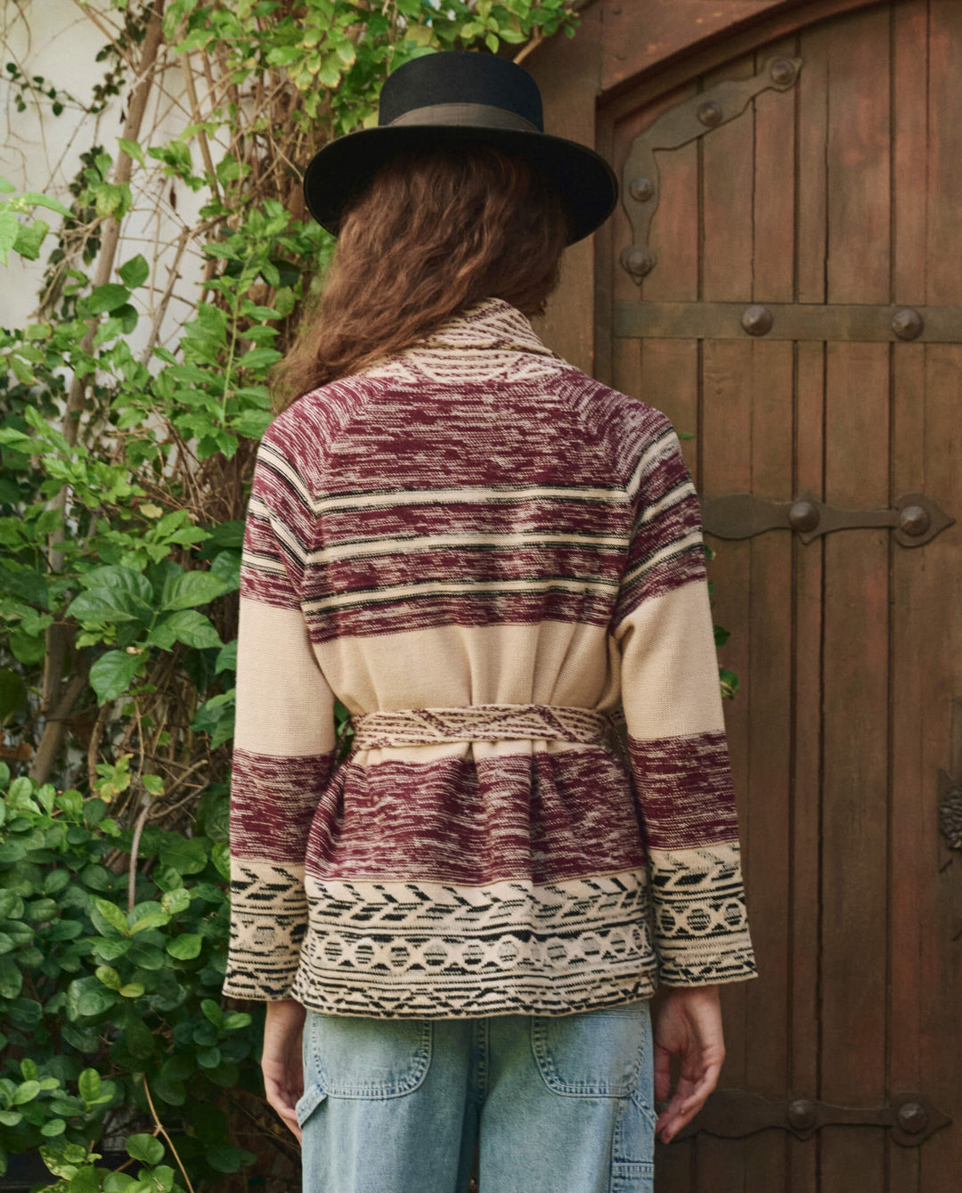 The Great Riding Cardigan in Rusted Red Multi