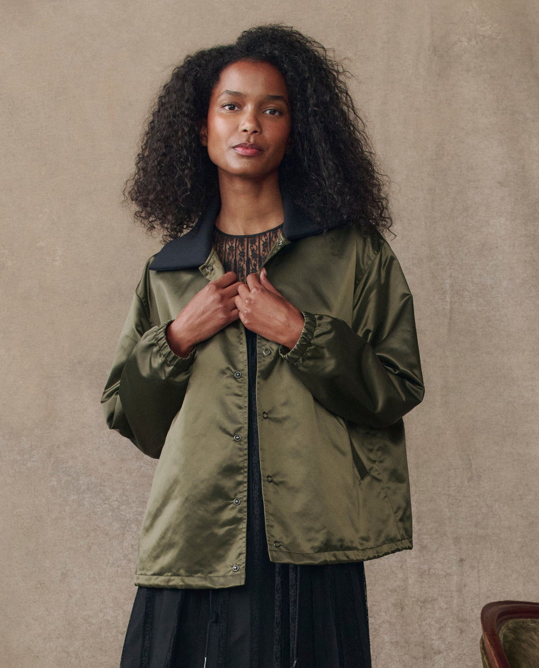 The Great Coach's Satin Jacket in Bright Army