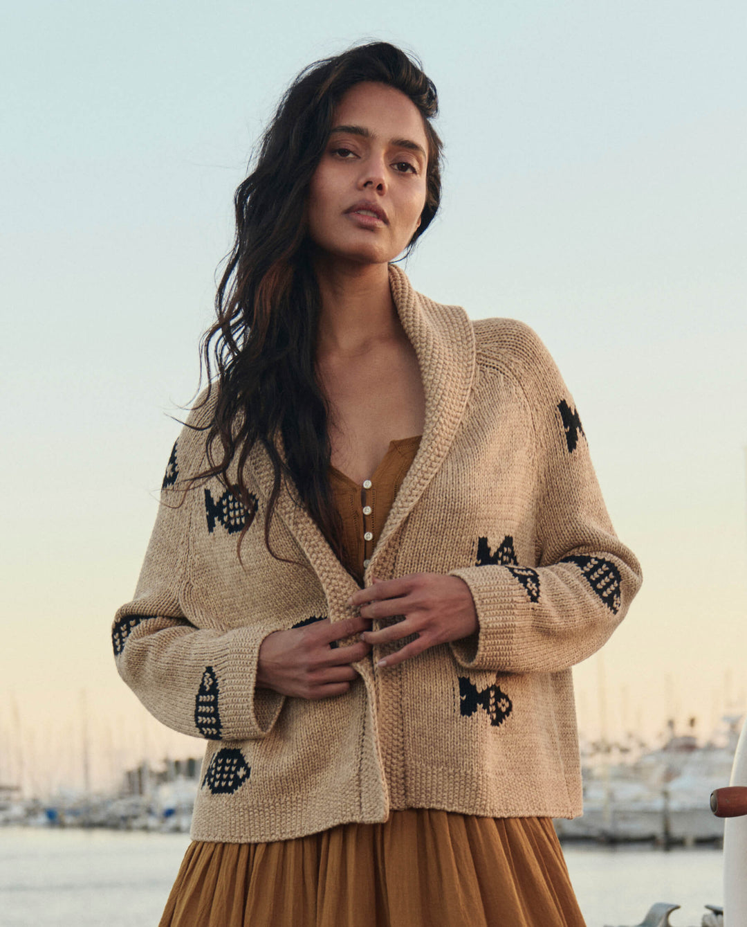 The Great Swimming Fish Cardigan in Natural