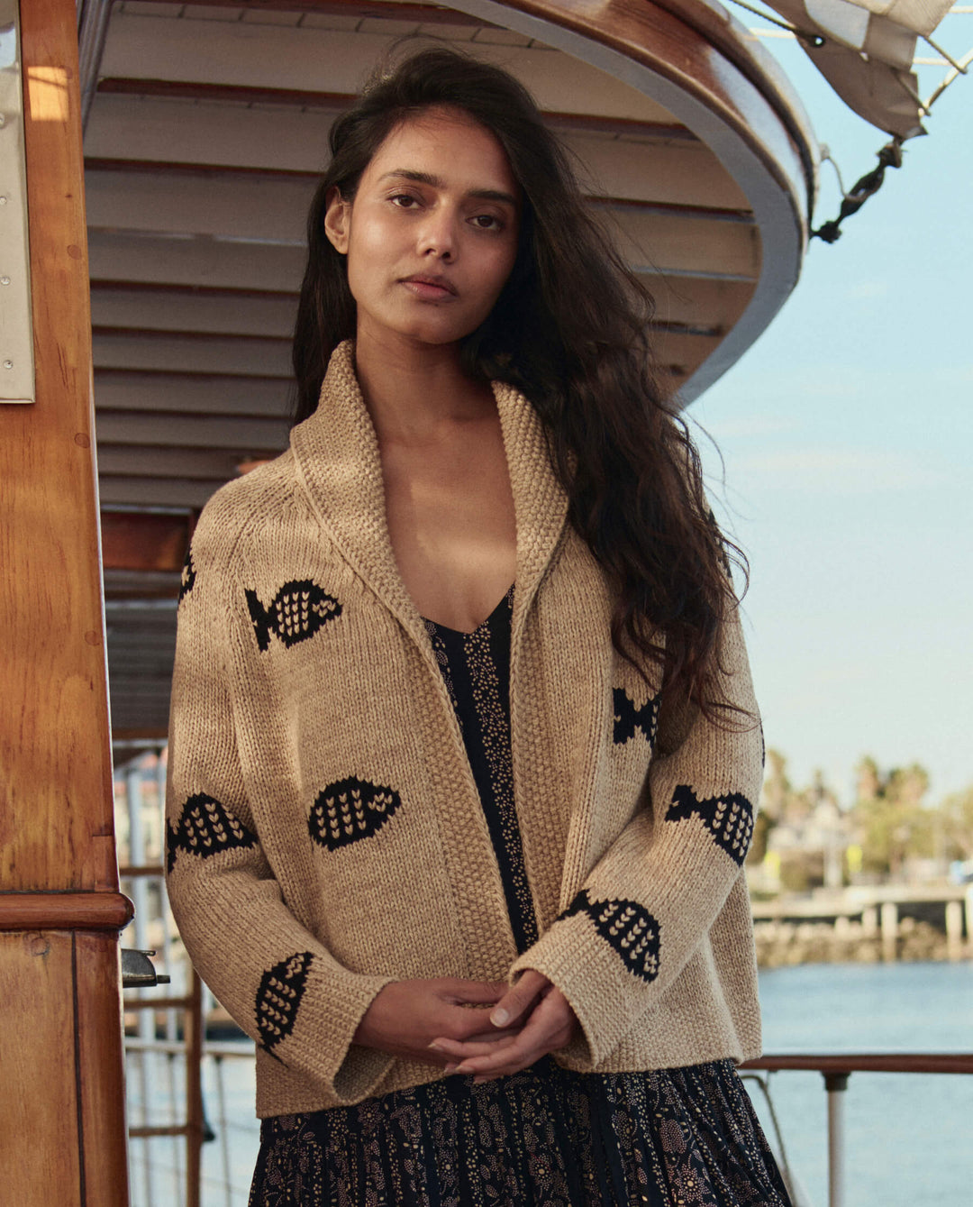The Great Swimming Fish Cardigan in Natural