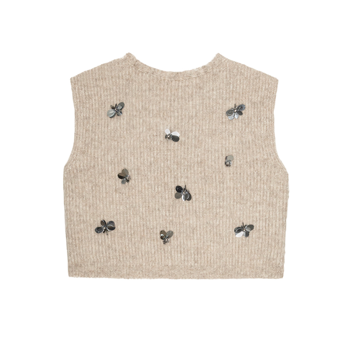 The Great The Embellished Sweater Vest in Fawn