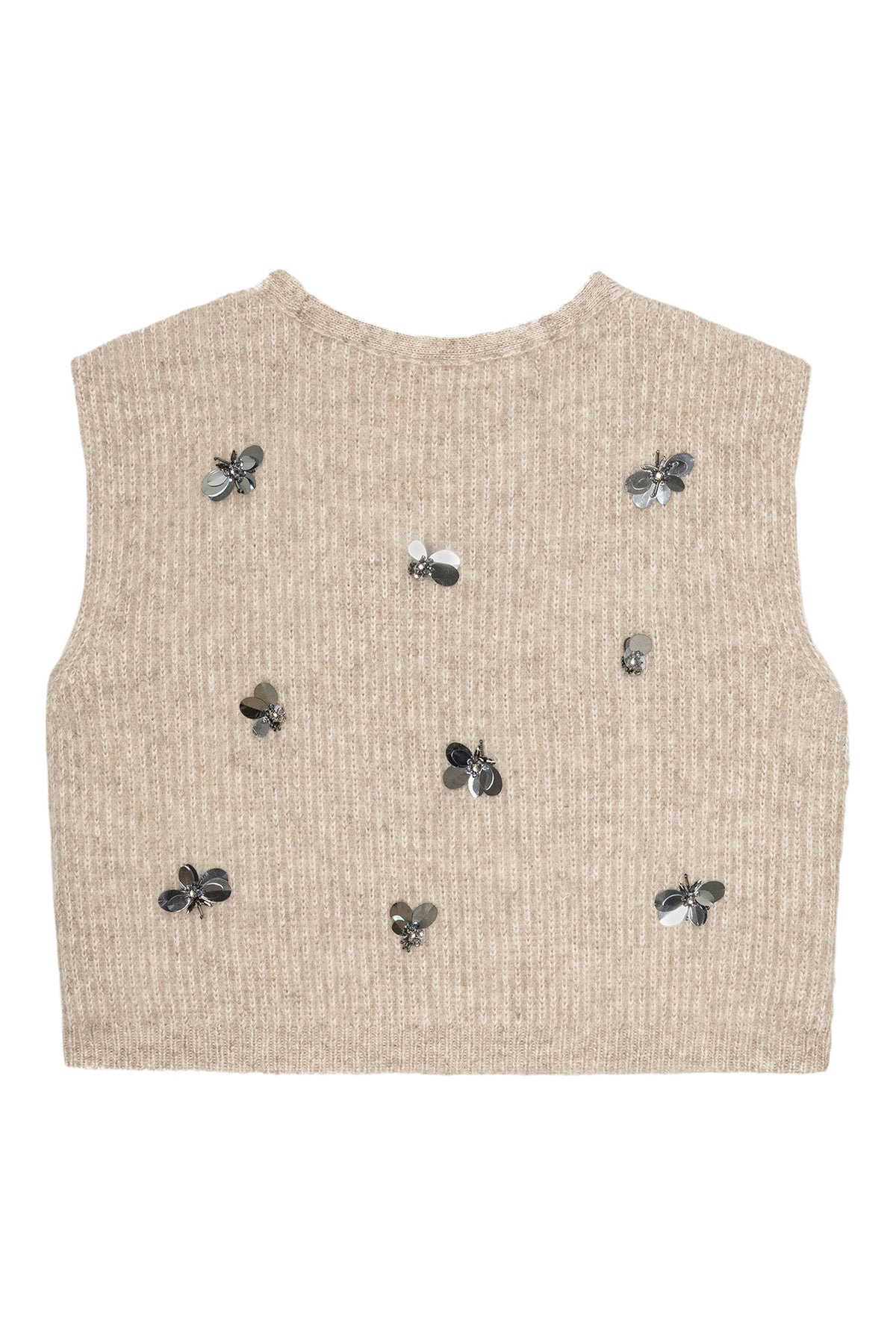 The Great The Embellished Sweater Vest in Fawn