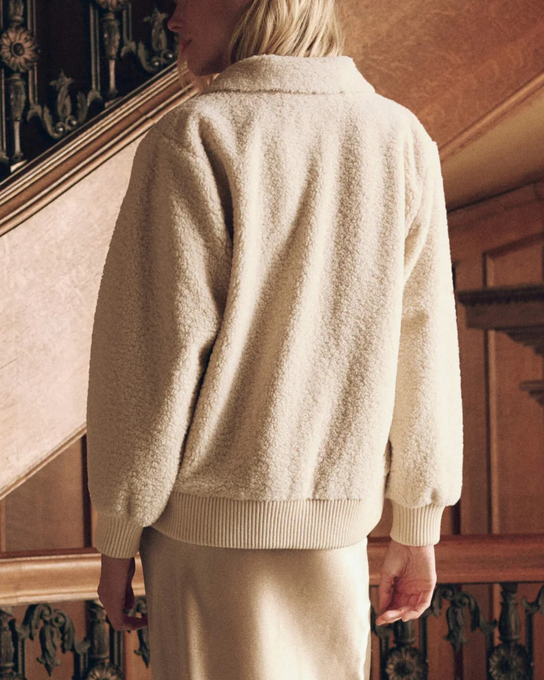 The Great The Patch Pocket Plush Jacket in Cream