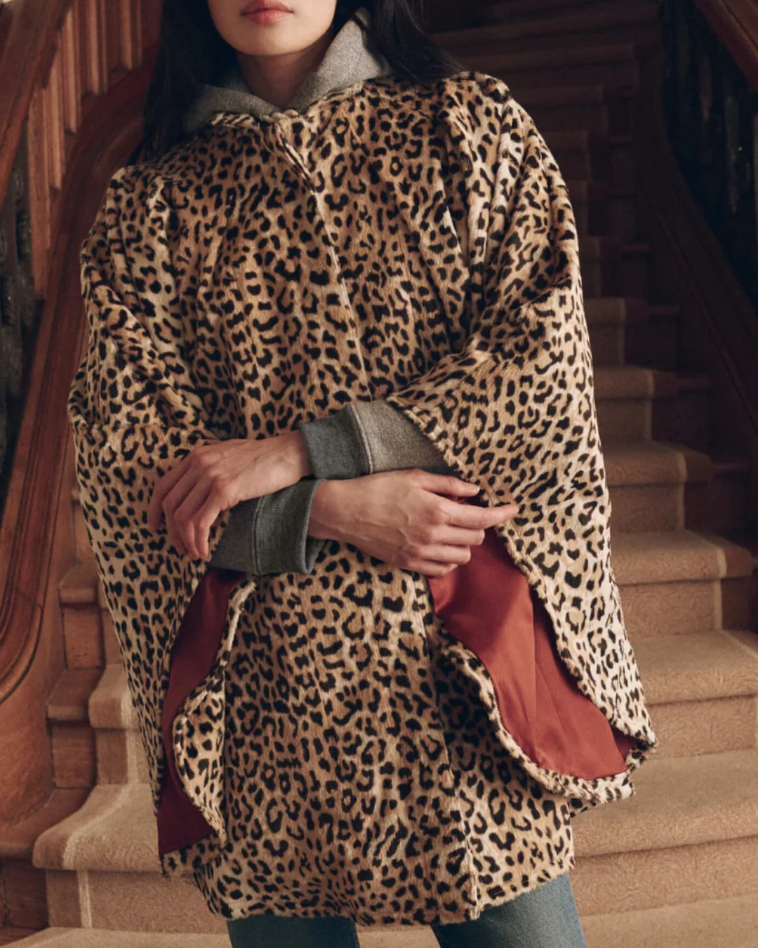 The Great The Swingy Cape in Vintage Leopard