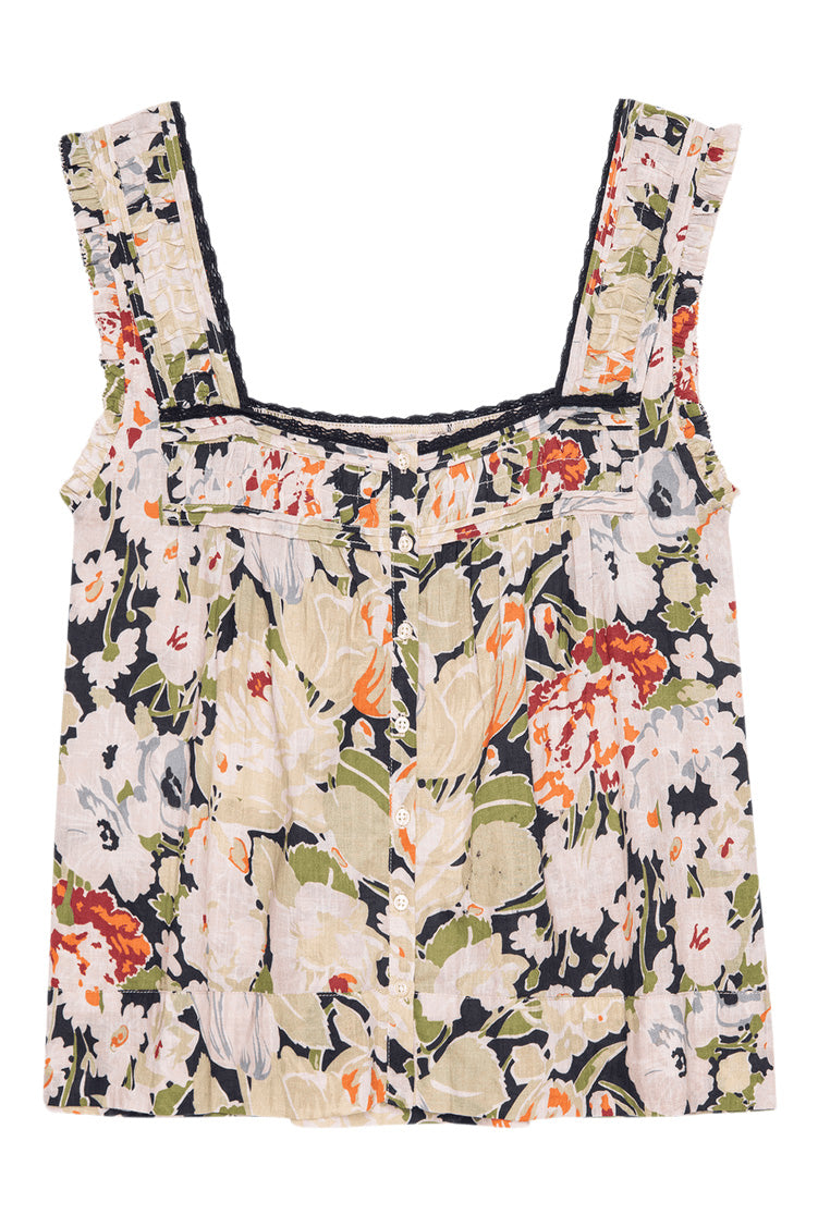 The Great Victorian Pleat Tank in Vintage Rose Print
