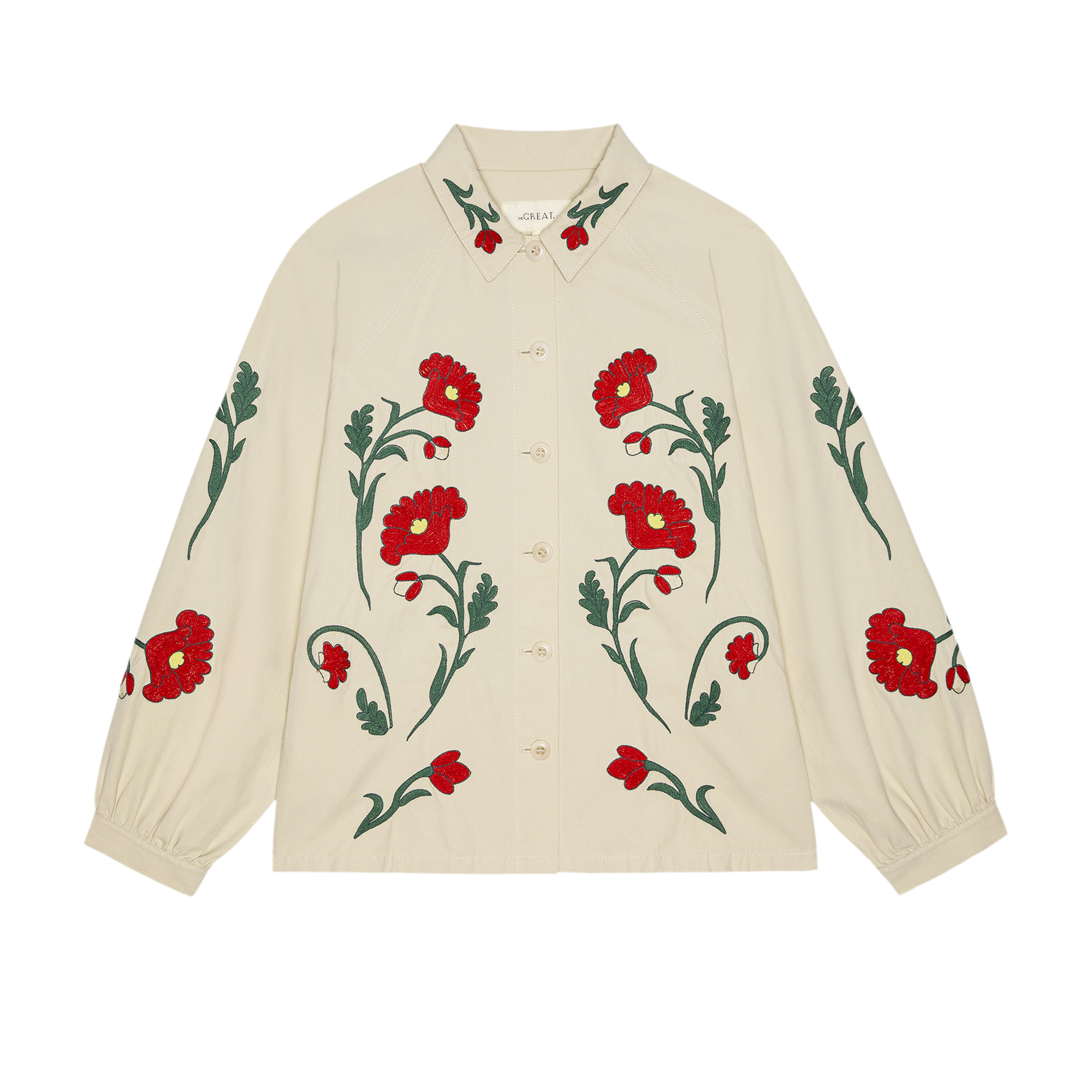 The Great x Stetson Western Embroidered Commodore Jacket in Cream