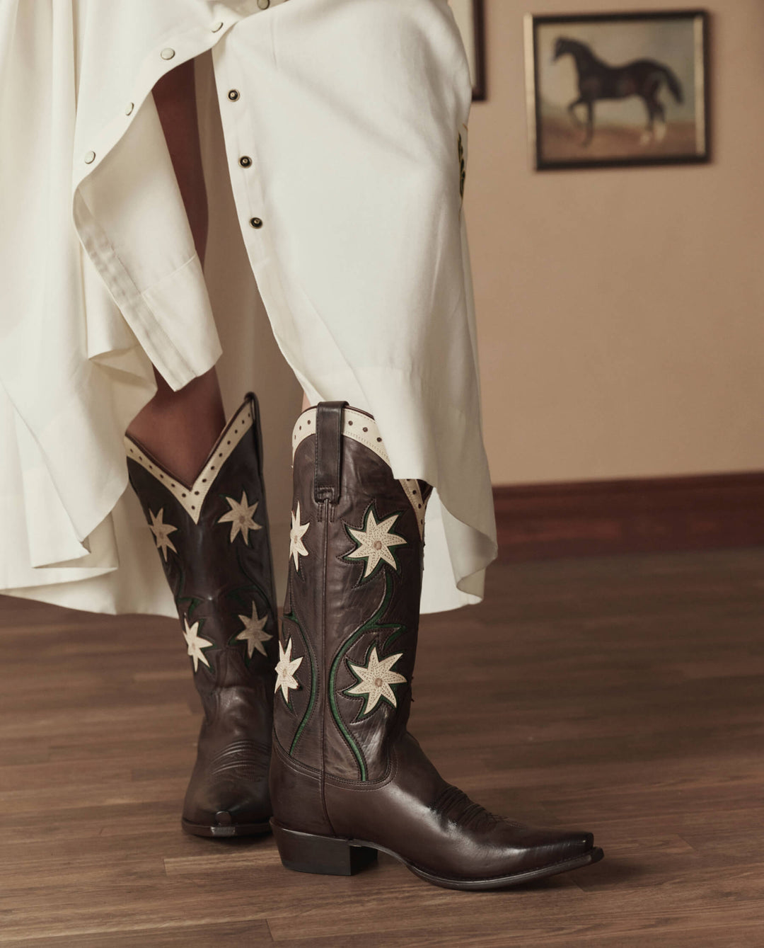 The Great x Stetson Cowboy Boots in Brown Floral