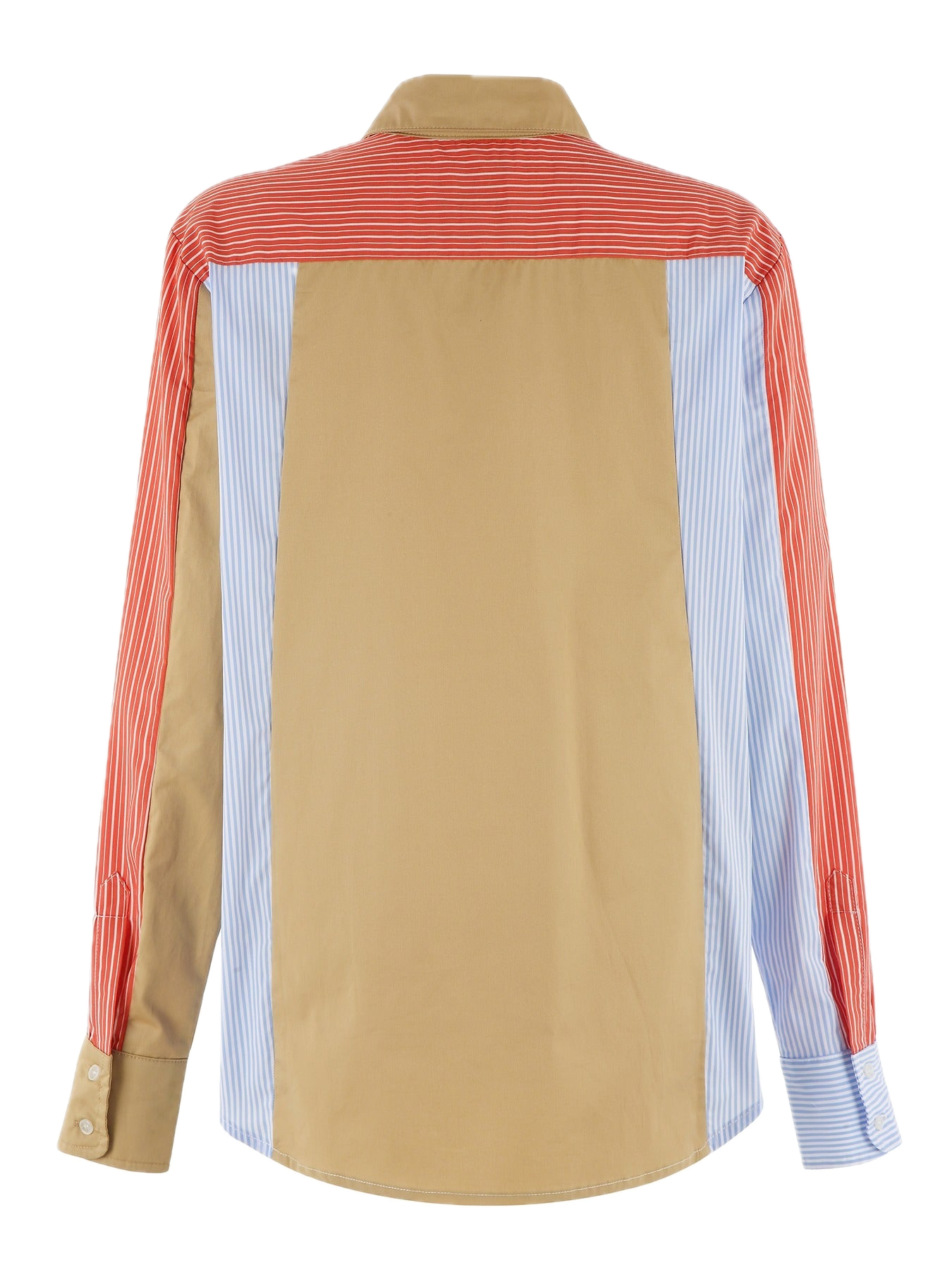 The Shirt By Rochelle Beh Boyfriend Shirt In Stripe Tan Red Blue