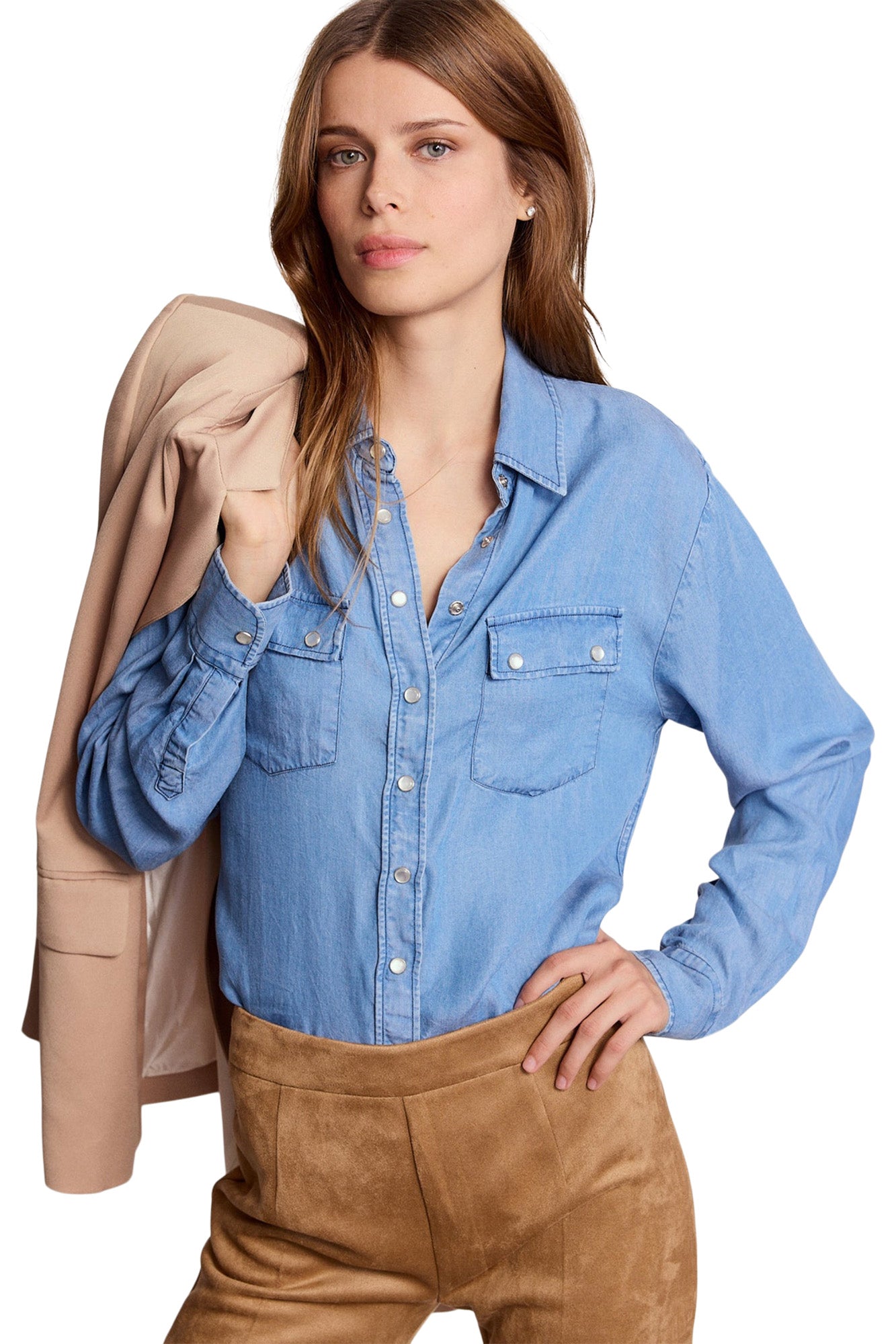 The Shirt Denim Shirt with Pearl Snaps