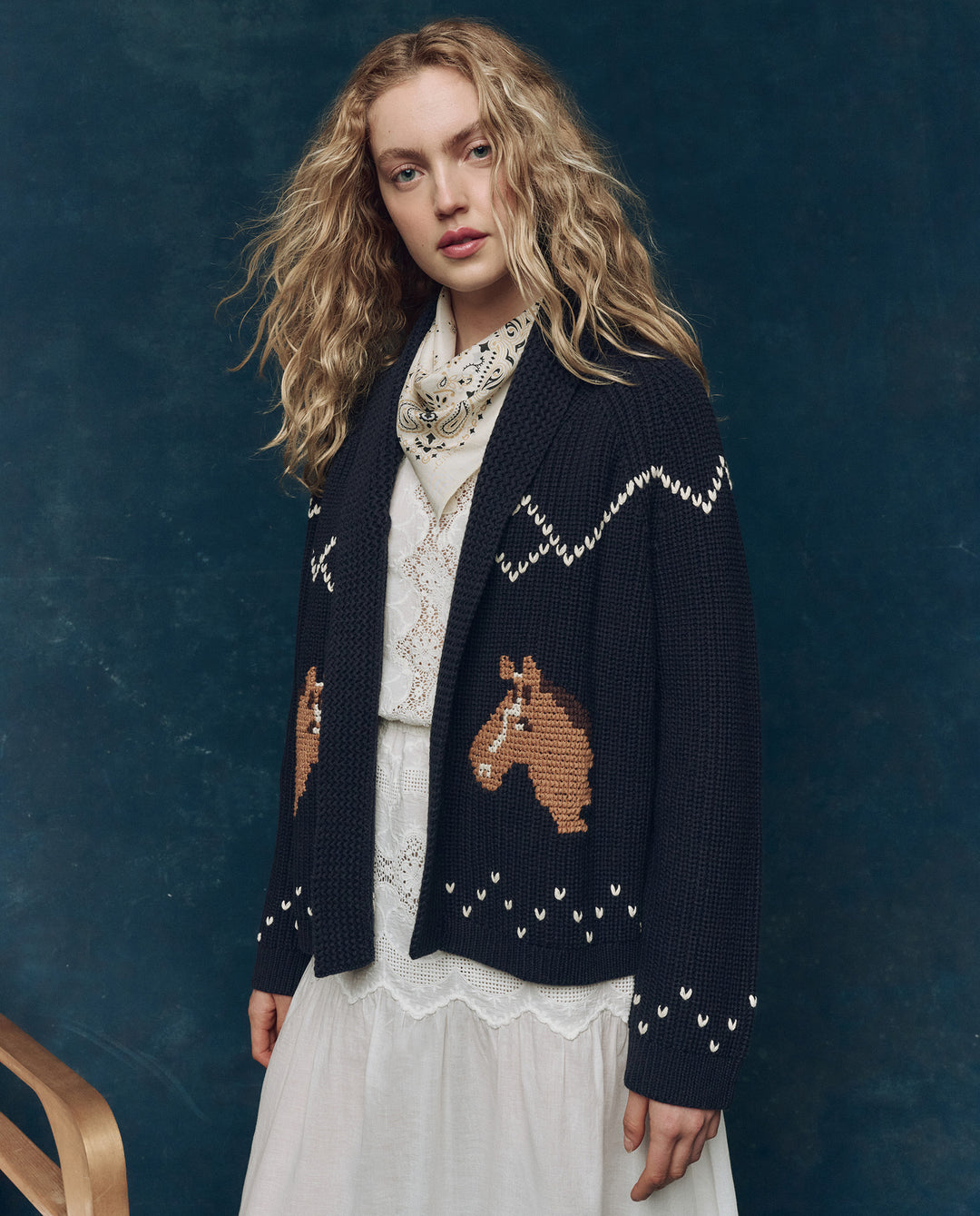 The Great Horse Lodge Cardigan in Navy