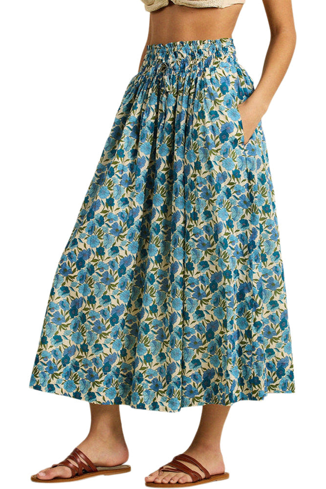 Trovata Birds of Paradis Bianca Skirt in Cielo Floral