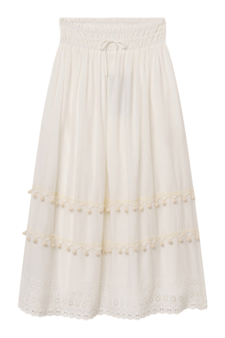 Trovata Birds of Paradis Bianca Skirt in White Eyelet