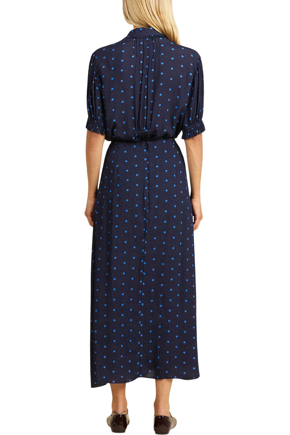 Trovata Birds of Paradis Gemma Blouse in Azure Polka Dot