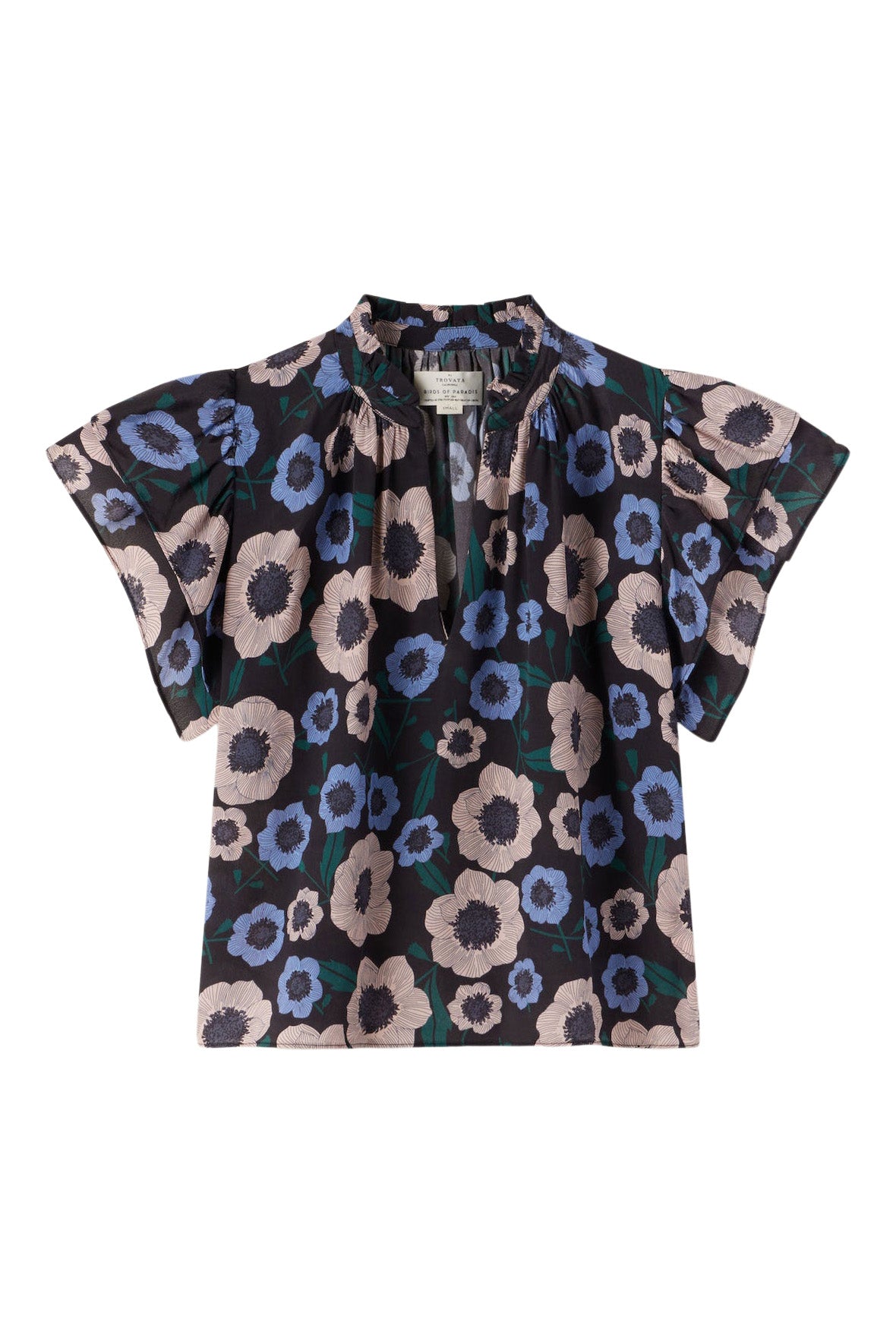 Trovata Brids of Paradise Clover Blouse in Navy Poppies