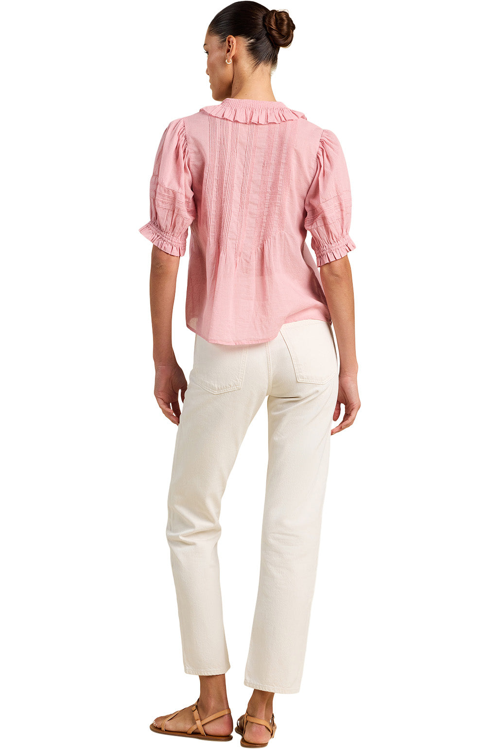 Trovata Birds of Paradis Jess Blouse in Blush Houndstooth