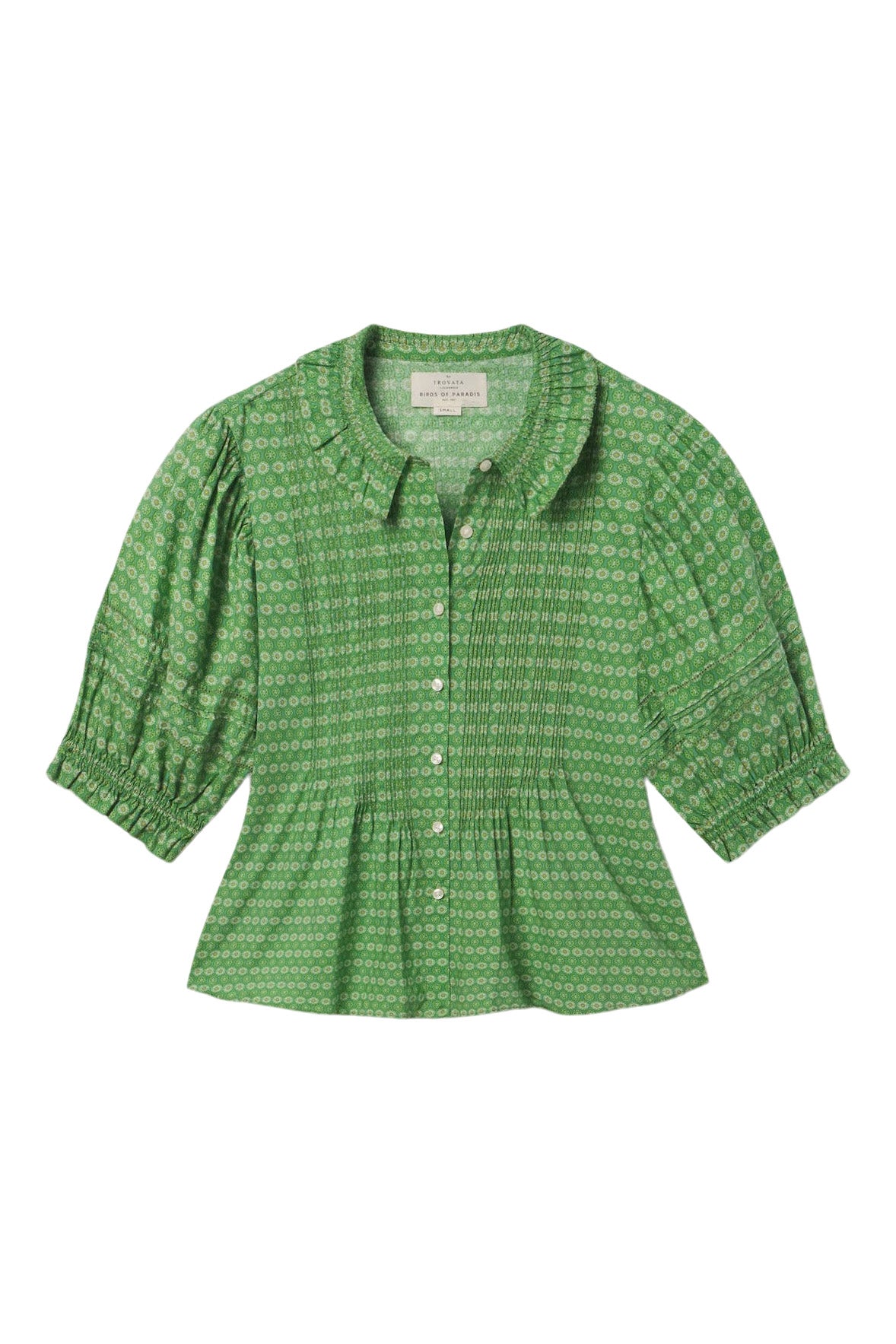 Trovata Birds of Paradis Jess Blouse in Green Medallion