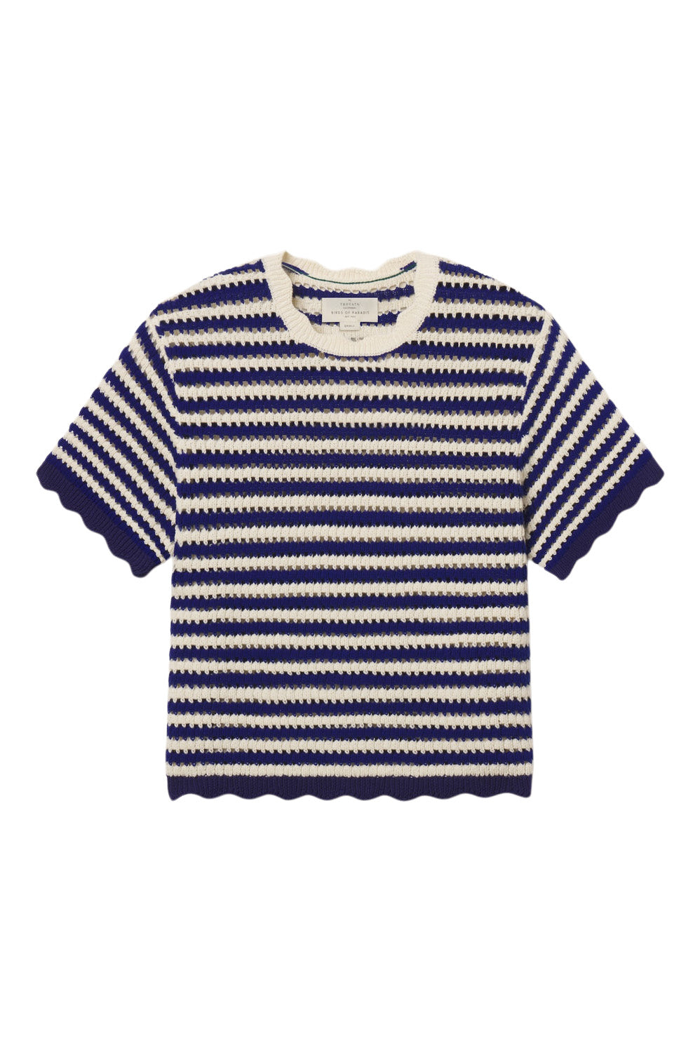 Trovata Birds of Paradis Jules Sweater Tshirt in Navy w/ Antique White Stripes