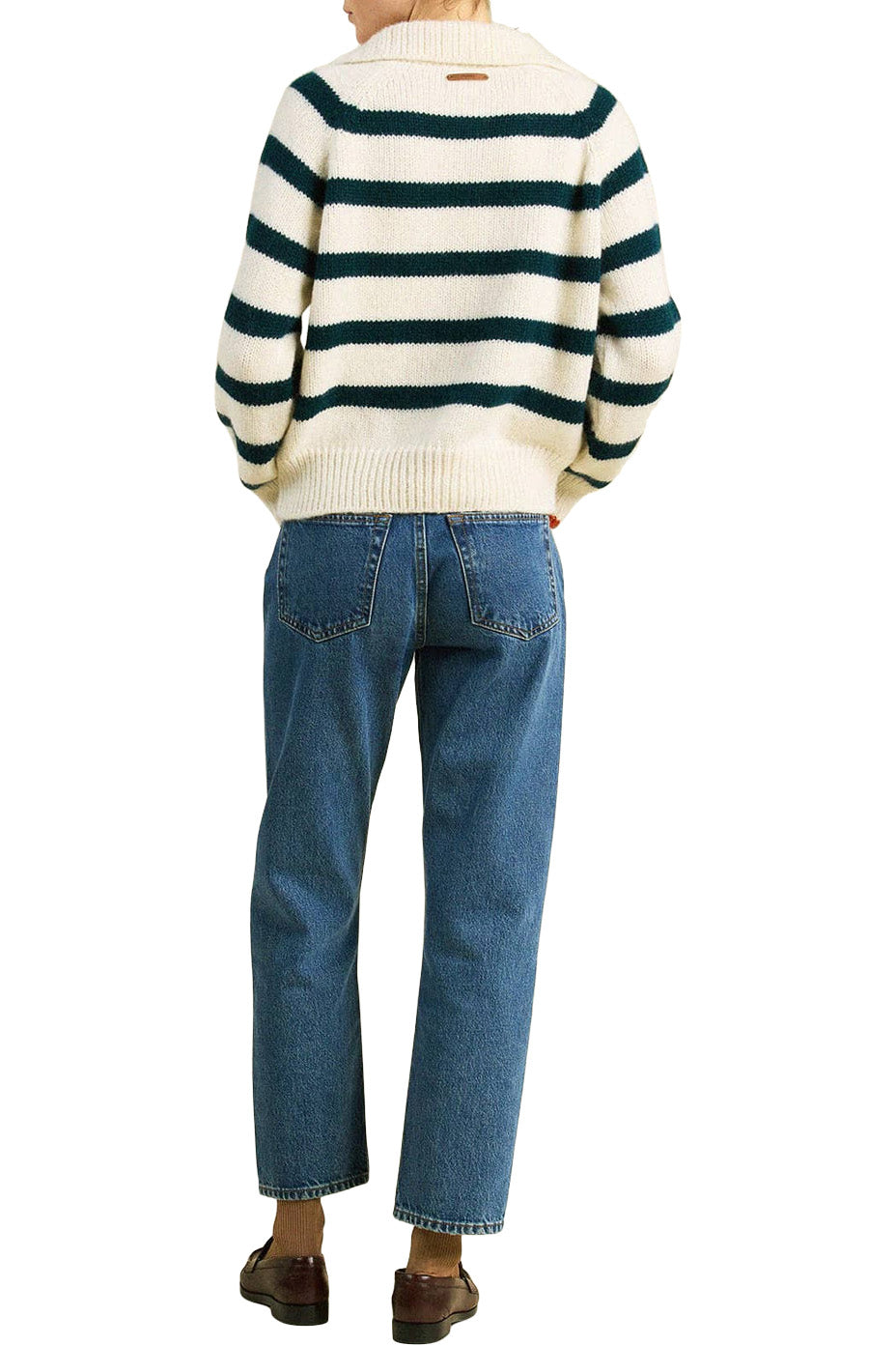 Trovata Birds of Paradis Juneau Sweater in Teal Stripe