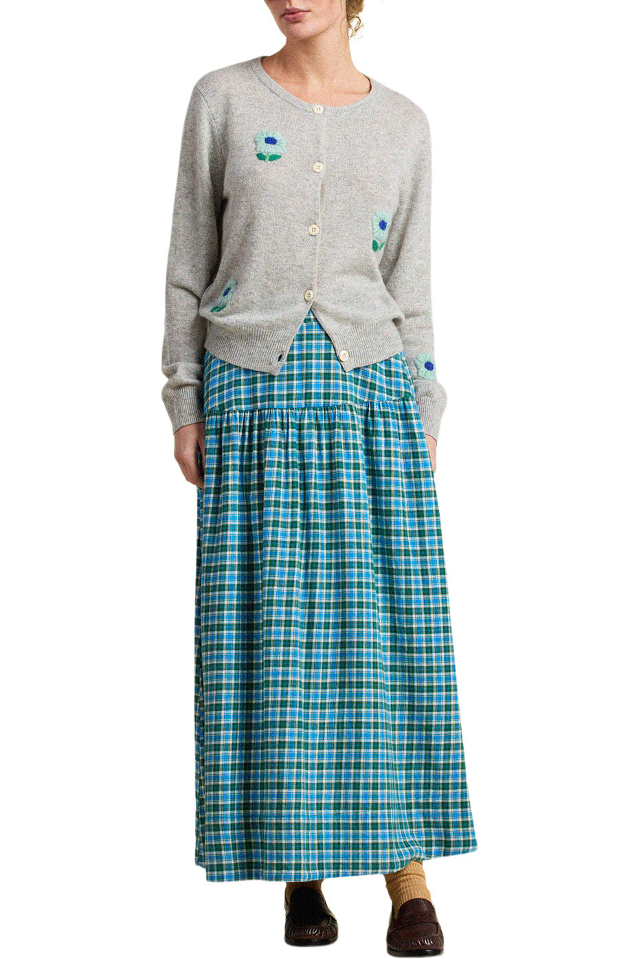 Trovata Birds of Paradis Lydia Skirt in Fogline Plaid