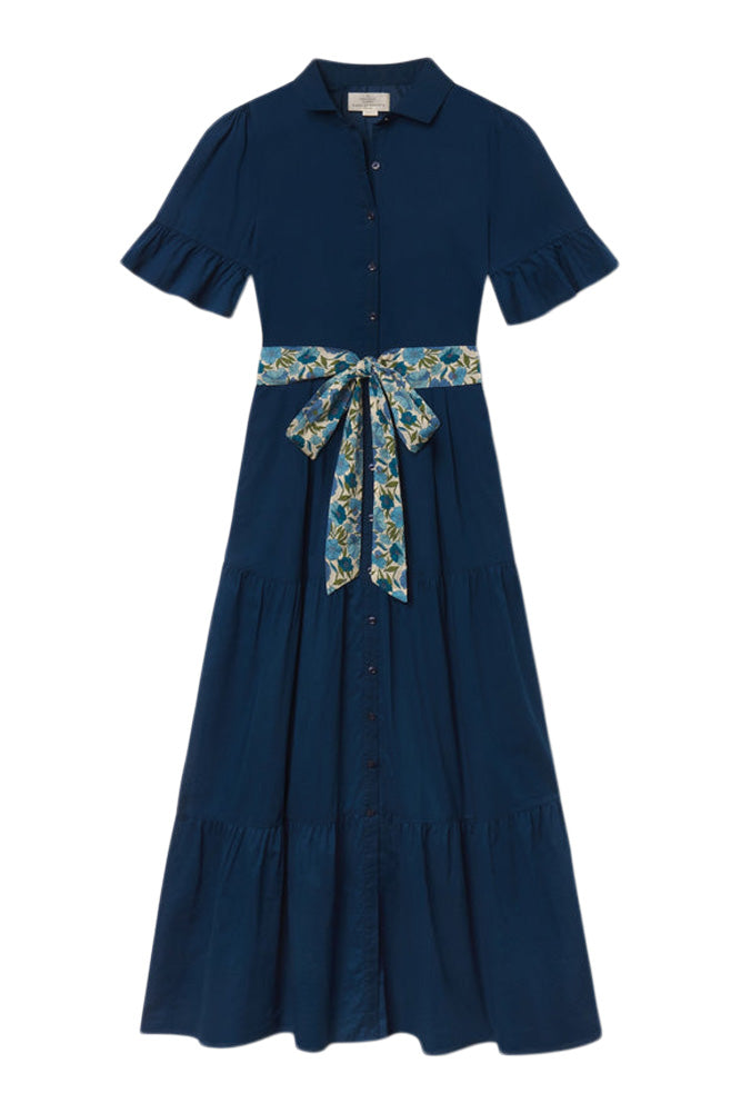 Trovata Birds of Paradis Martine Dress in Laguna Navy
