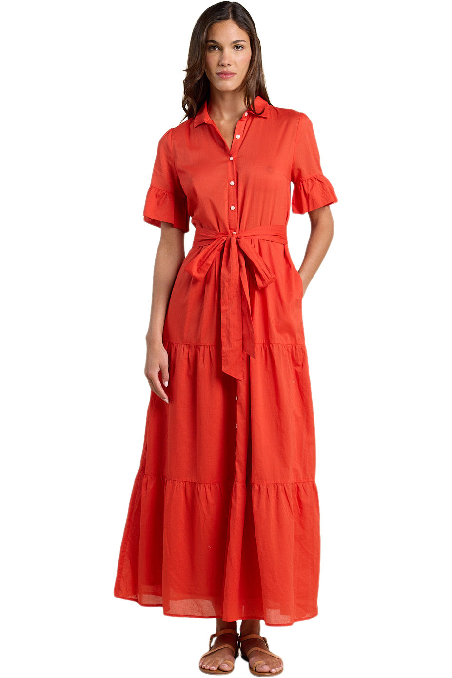 Trovata Birds of Paradis Martine Dress in Tomato