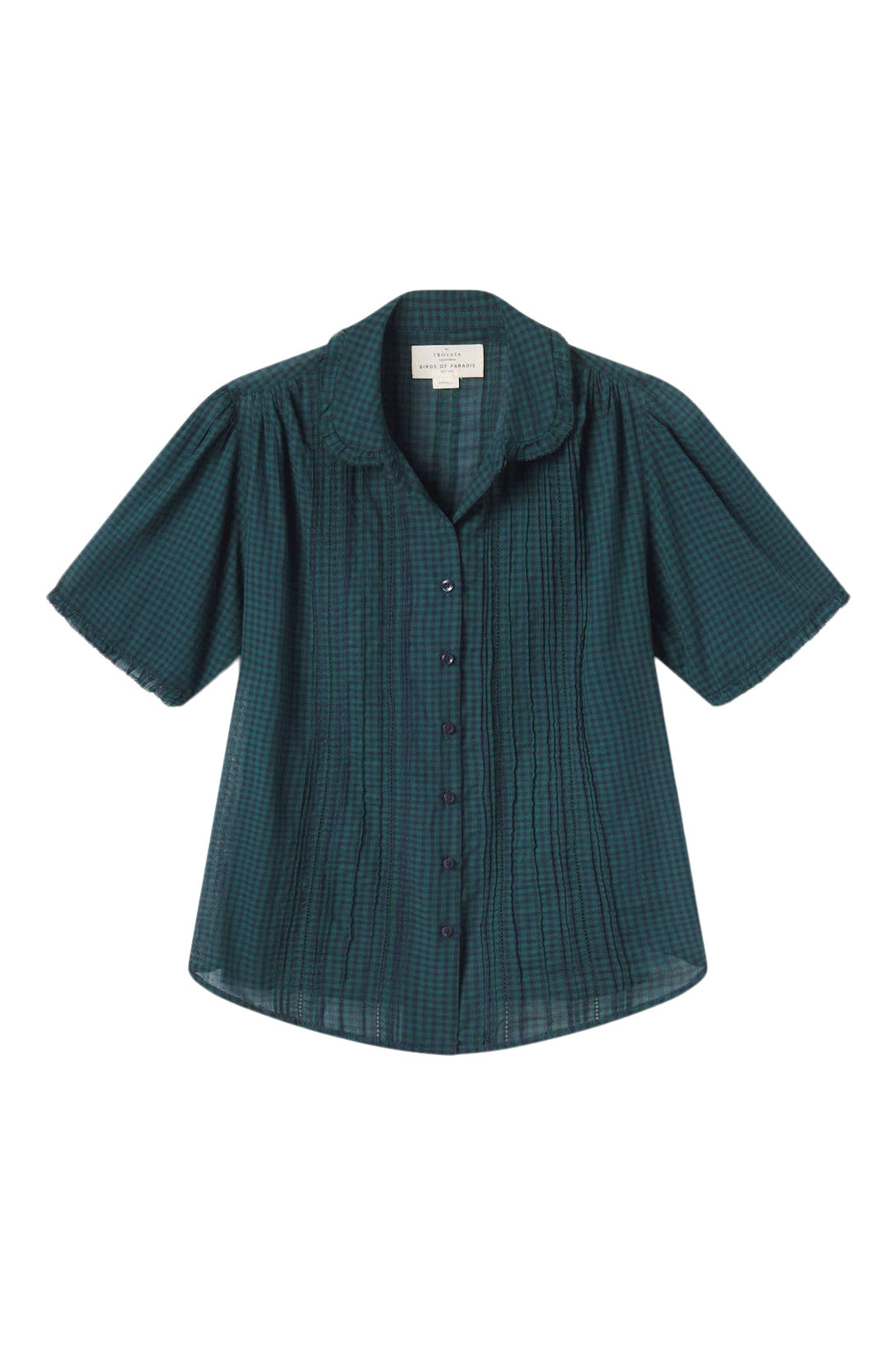 Trovata Birds of Paradis Millie Blouse in Sea Pine Check