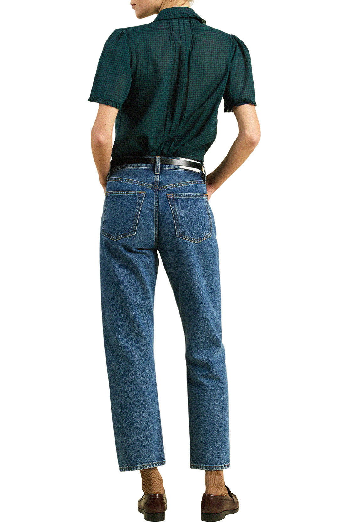 Trovata Birds of Paradis Millie Blouse in Sea Pine Check