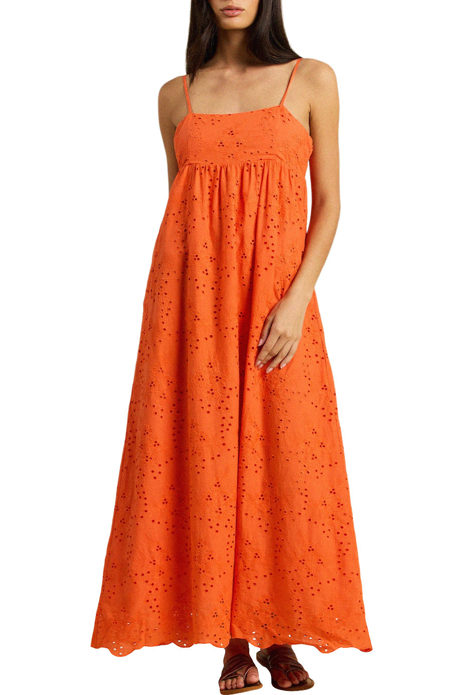 Trovata Birds of Paradis Mirela Dress in Vermillion Eyelet