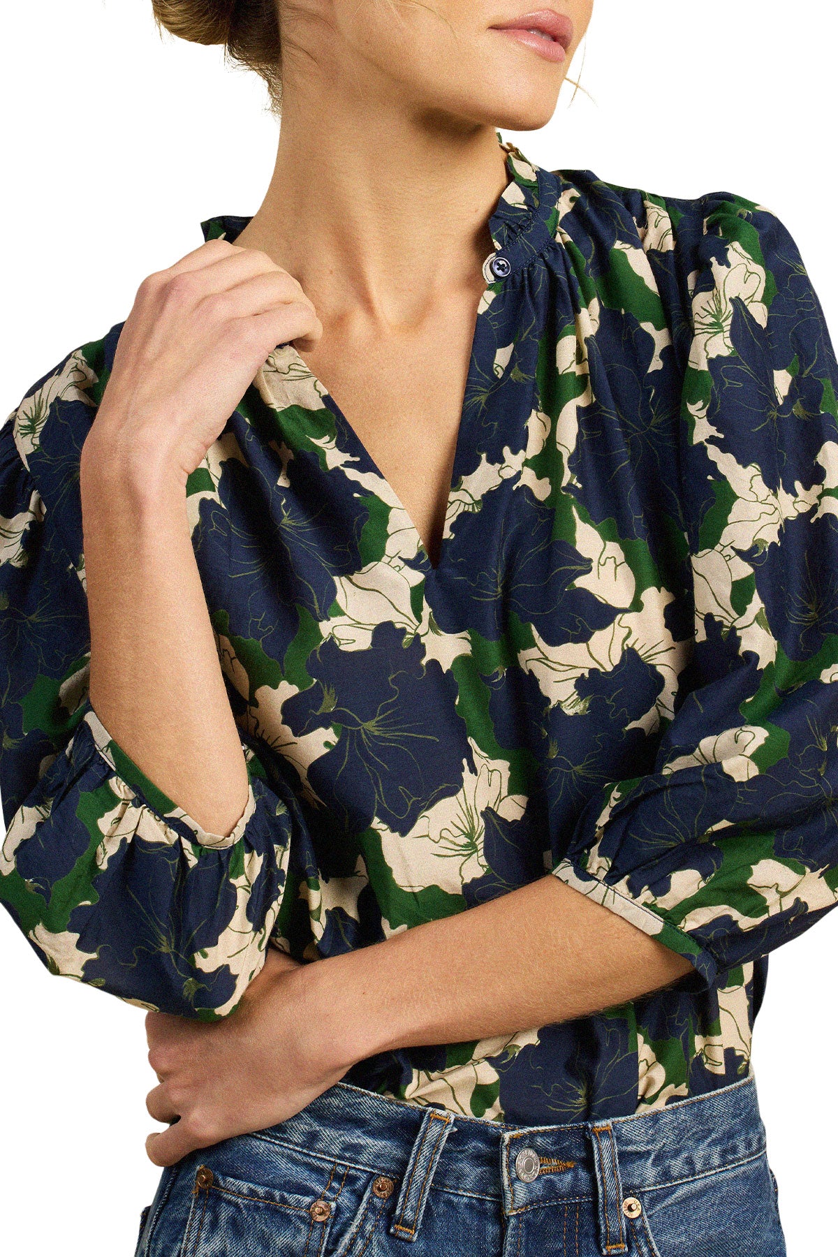 Trovata Birds of Paradis Orly Blouse in Nightfall Bloom