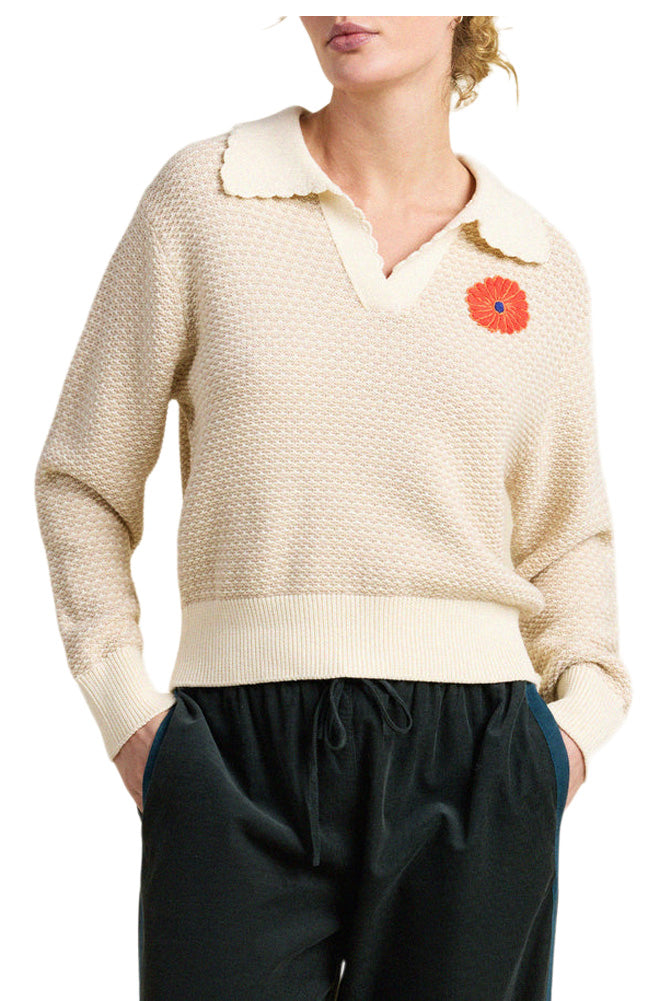 Trovata Birds of Paradis Parker Polo in Antique White