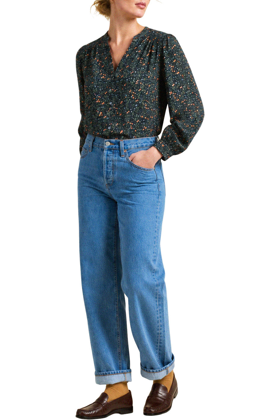 Trovata Birds of Paradis Pauline Blouse in Marin Ditsy