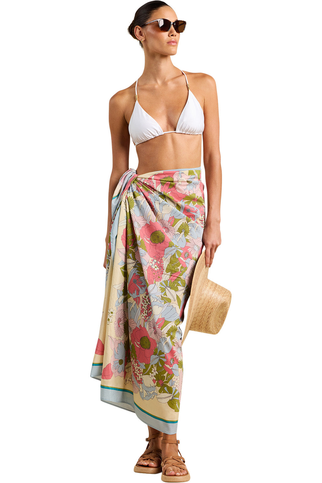 Trovata Birds of Paradis Playa Sarong in Tarsila Bloom + Border