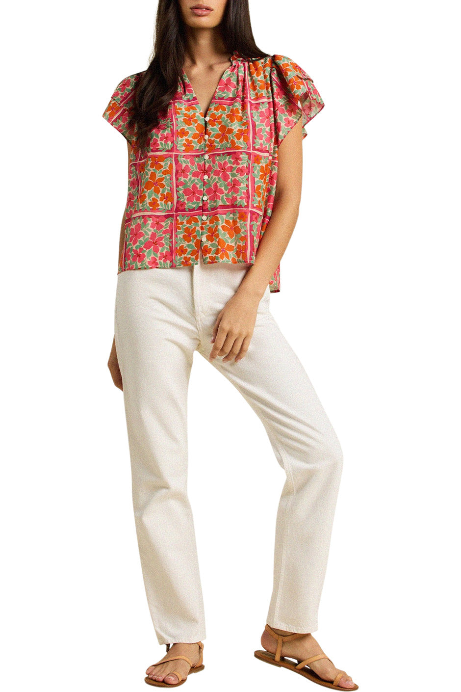 Trovata Birds of Paradis Violette Blouse in Botanic Tile