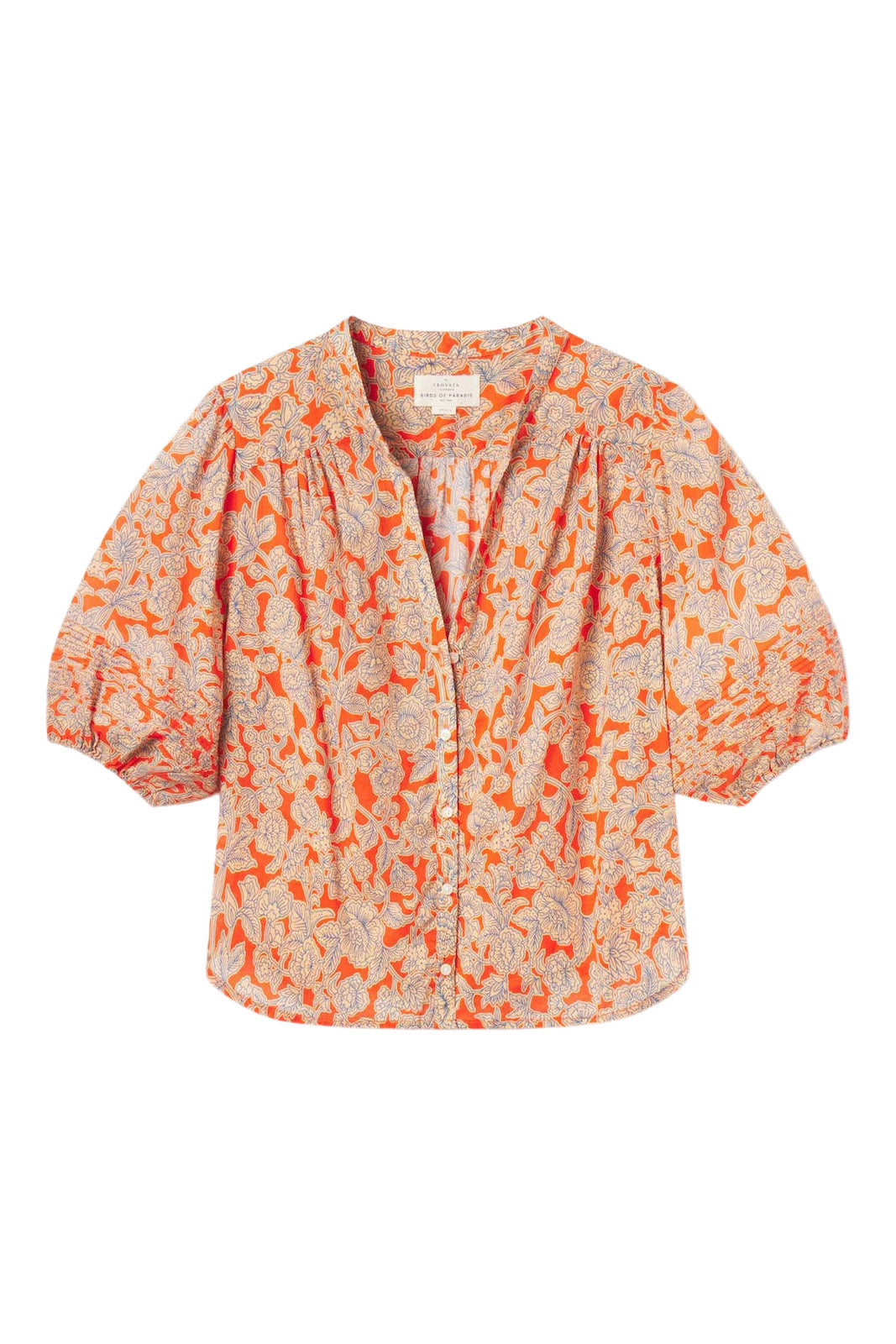 Trovata Birds of Paradise Loren Blouse in Vermillion Vine