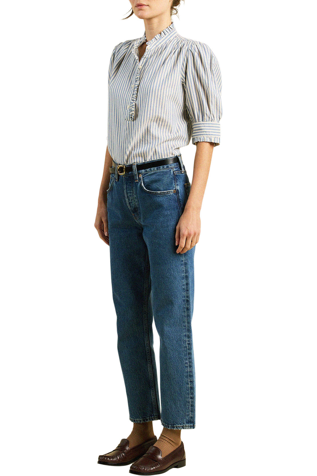 Trovata Birds of Paradise Noah Blouse in Oceanview Stripe