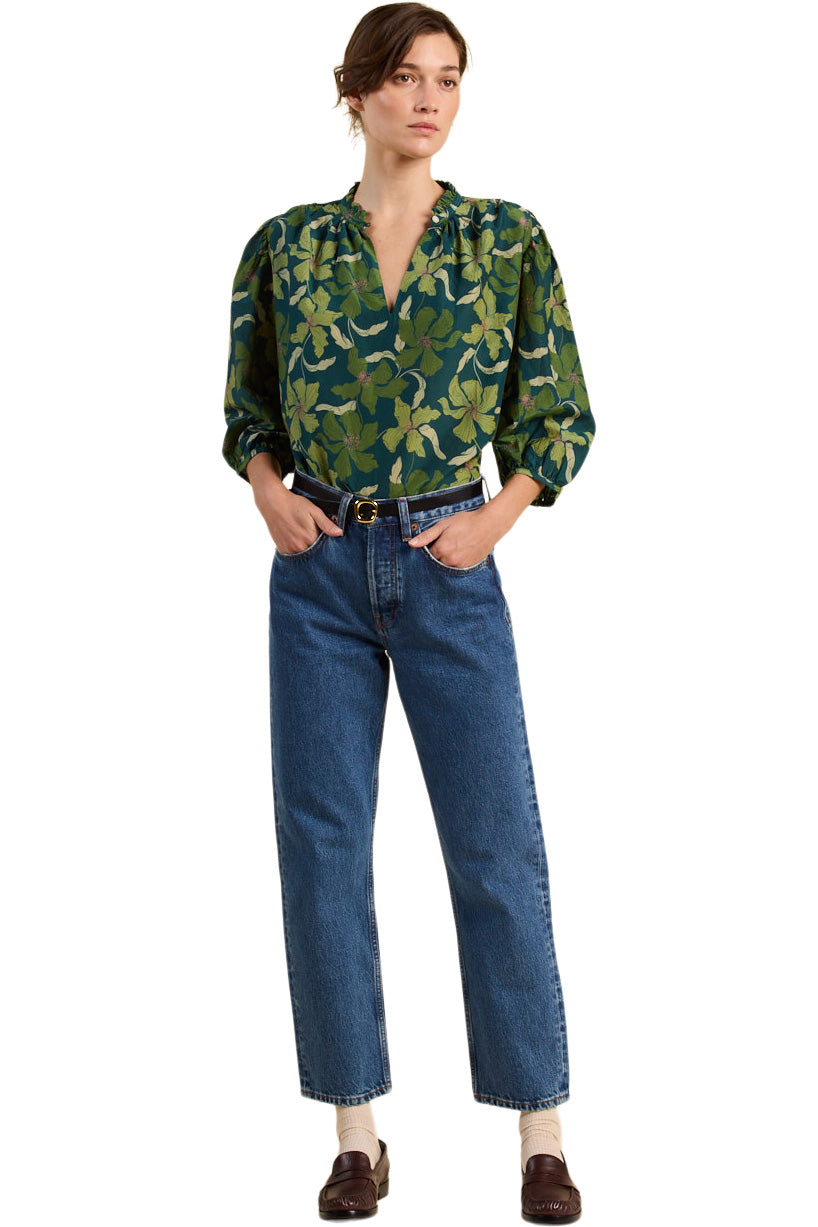 Trovata Birds of Paradise Orly Blouse in Green Canopy