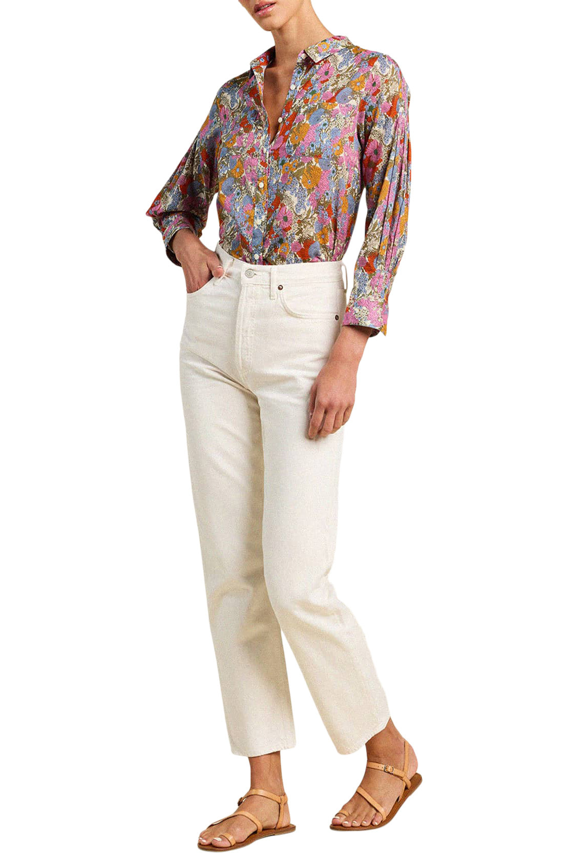 Trovata Brids of Paradis Clara Blouse in Delicate Tilia
