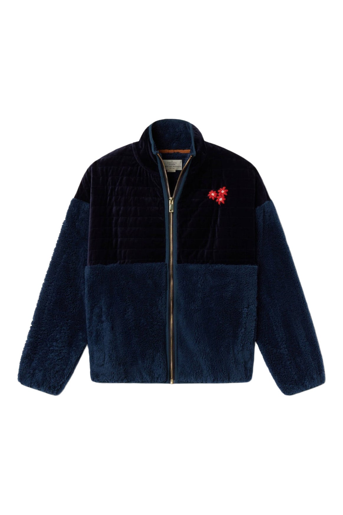 Trovata Brids of Paradis Lennox Zip Up in Dark Sapphire Velvet